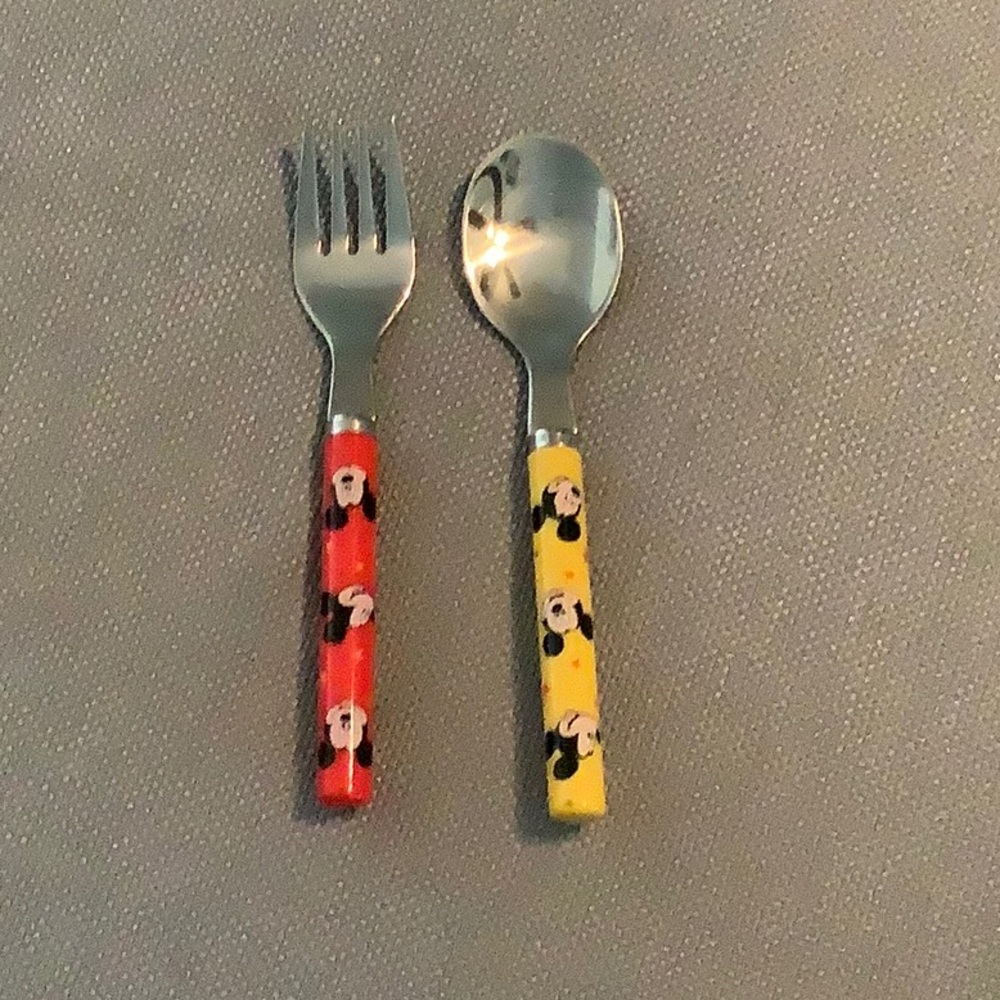 Kids Fork and Spoon Set - Red and Yellow